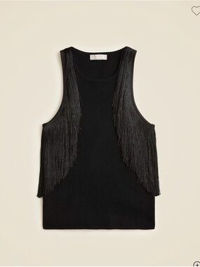 J. Crew Black Fringe Cashmere Top